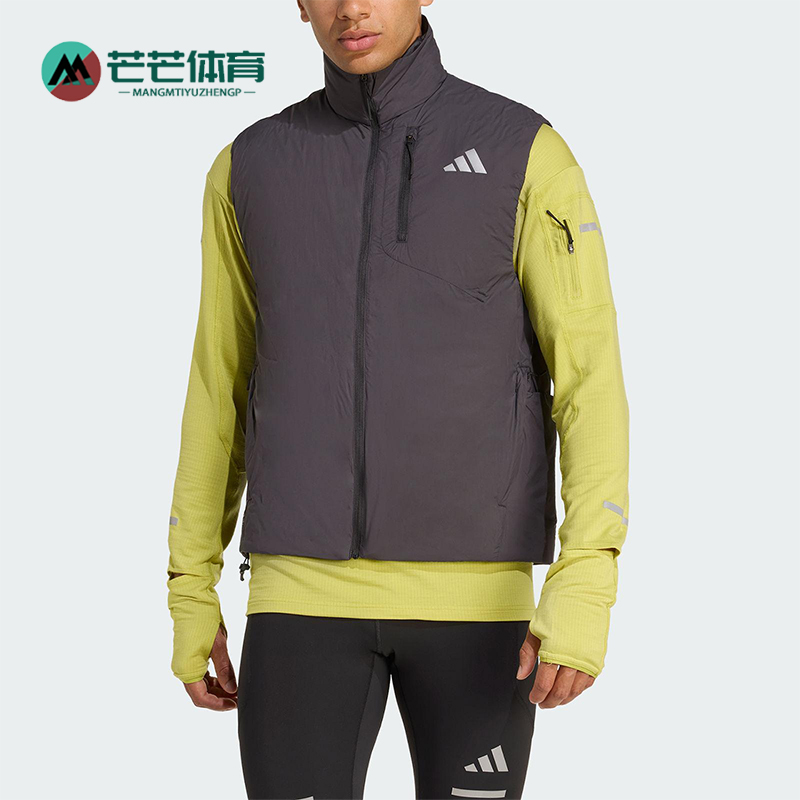 Adidas/阿迪达斯正品2025冬季男士立领保暖跑步运动棉马甲JM5715