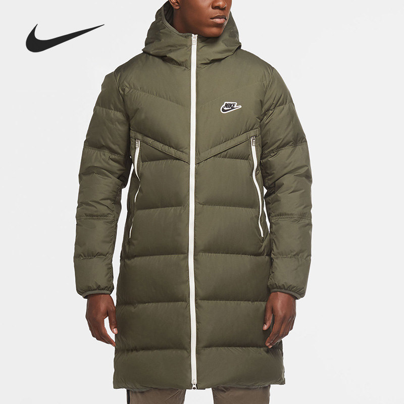 Nike/耐克官方正品男子中长款保暖防风连帽运动羽绒服CU4409-380