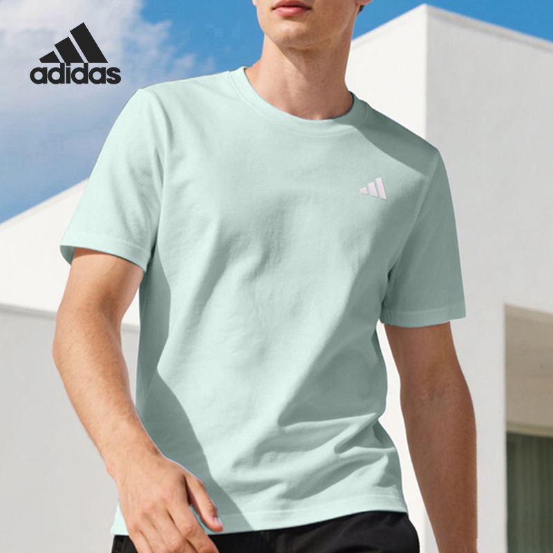 Adidas/阿迪达斯正品3-Stripes新款男浅绿色短袖T恤KS0426