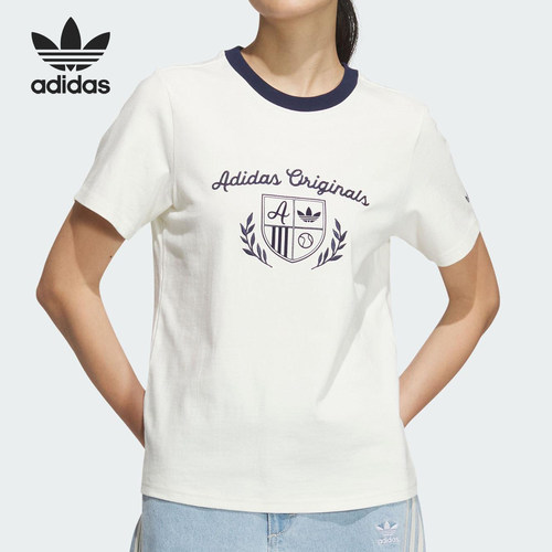Adidas/阿迪达斯正品三叶草女士复古印花运动短袖T恤JM8009