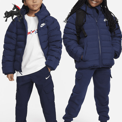 Nike/耐克正品2025秋季款大童日常连帽保暖耐穿棉服FD2845-410