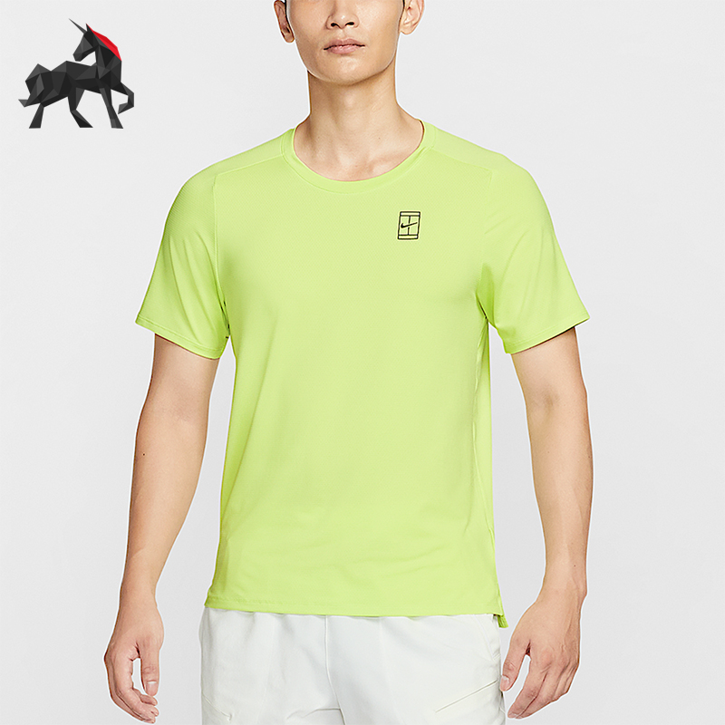 Nike/耐克正品Dri-FIT男士透气网球修身圆领运动短袖FZ6911-736