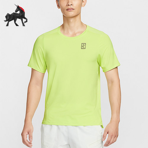 Nike/耐克正品Dri-FIT男士透气网球修身圆领运动短袖FZ6911-736
