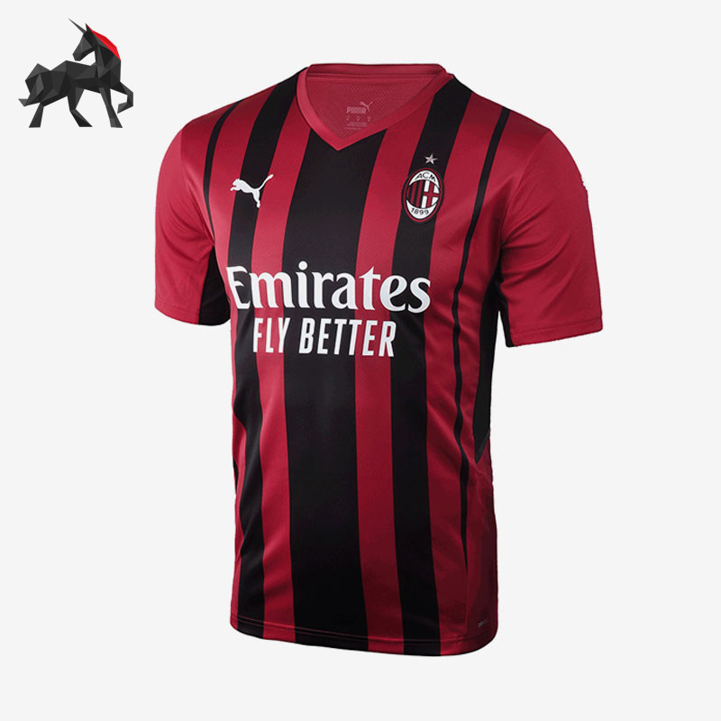 Puma/彪马正品AC米兰主场球迷版男士透气时尚训练足球服短袖球衣