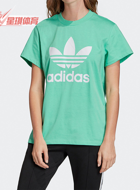 Adidas/阿迪达斯正品夏季女士透气宽松logo印花针织运动T恤FM3316