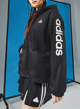 Adidas/阿迪达斯正品W LIN WB女士宽松经典连帽图案外套H07842