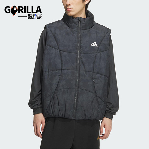 Adidas/阿迪达斯正品2025秋季款男士运动保暖立领棉马甲KC2754