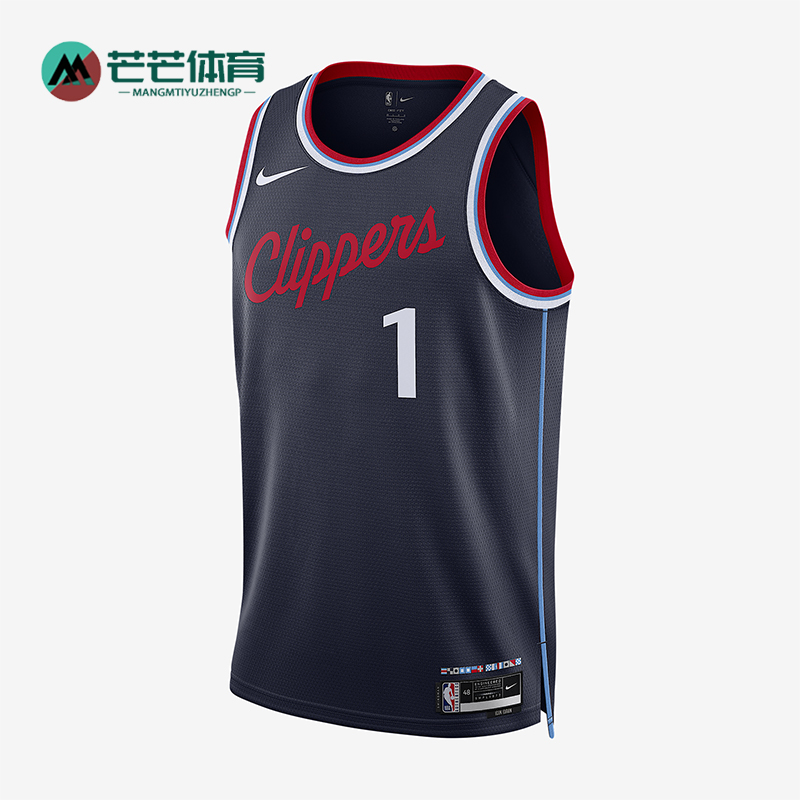 Nike/耐克正品洛杉矶快船队男士圆领透气运动背心T恤FQ4702-422