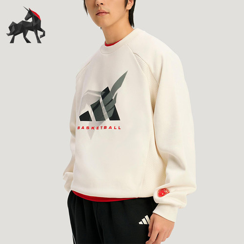 Adidas/阿迪达斯正品秋冬男士运动加绒篮球针织卫衣套头衫KT0625