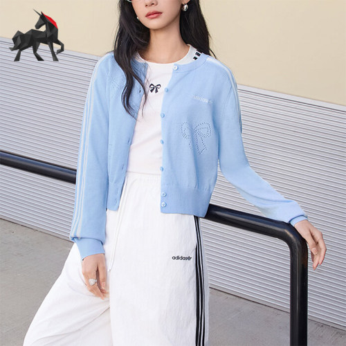 Adidas/阿迪达斯正品三叶草CARDIGANW新款女针织经典开衫LF1185
