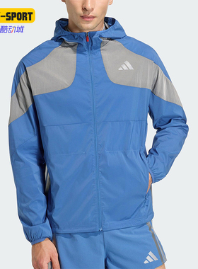 Adidas/阿迪达斯正品2025冬季款男士运动连帽拼接跑步外套KB1492