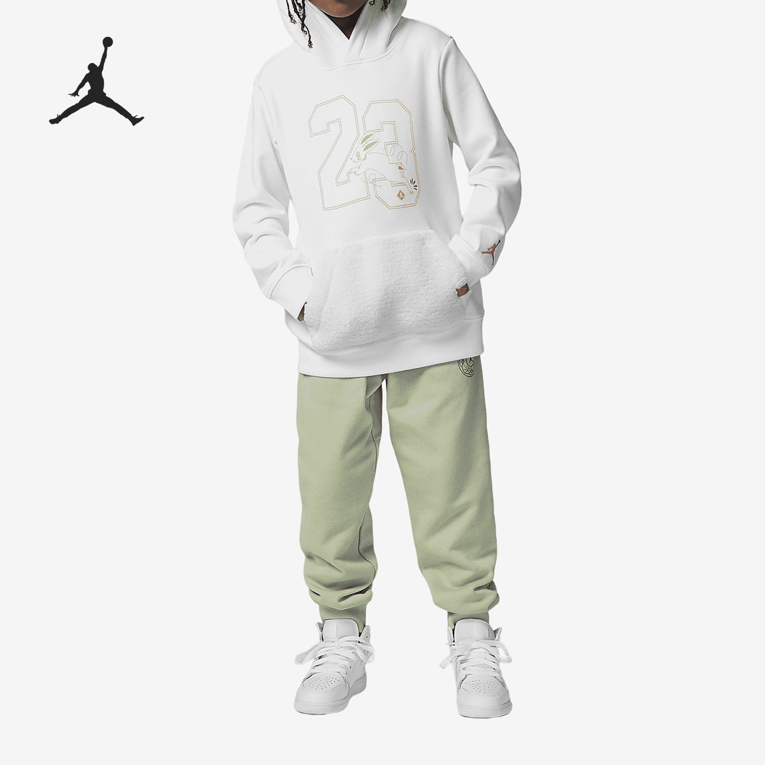 Nike/耐克正品Air Jordan小童运动连帽衫长裤套装FJ9633-343图片