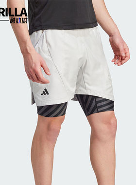 Adidas/阿迪达斯正品AeroreadyTwo-In-OnePro网球经典短裤IU3204