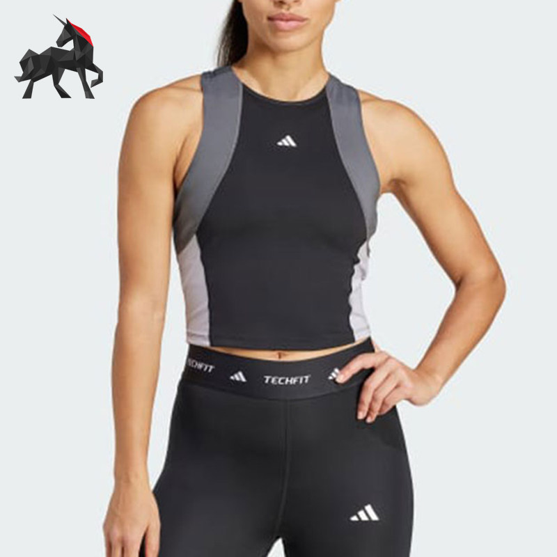 Adidas/阿迪达斯正品TECHFIT女士圆领运动训练经典无袖T恤IK7916