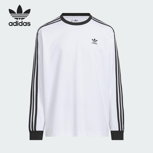 Adidas/阿迪达斯正品三叶草新款儿童白黑色经典校园长袖T恤HY2197