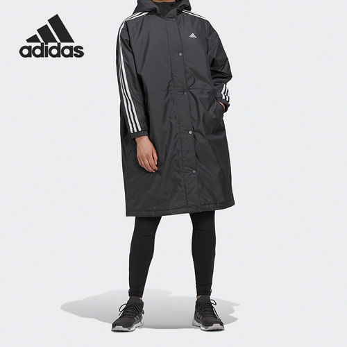 阿迪达斯女子长款运动棉服