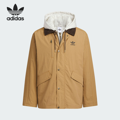 Adidas/阿迪达斯正品三叶草男士休闲连帽保暖二合一棉服KW1241