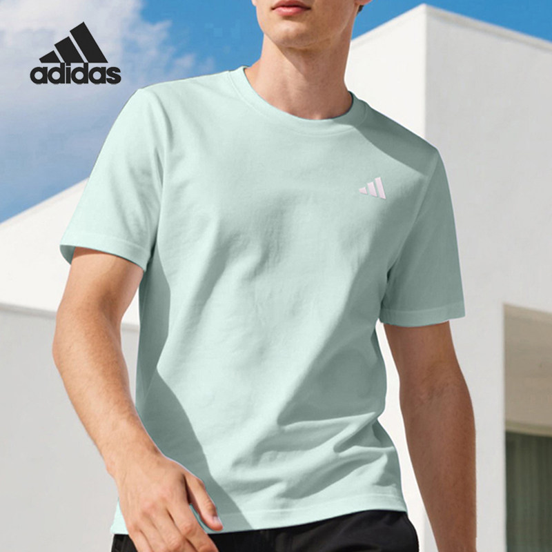 Adidas/阿迪达斯正品3-Stripes新款男浅绿色短袖T恤KS0426