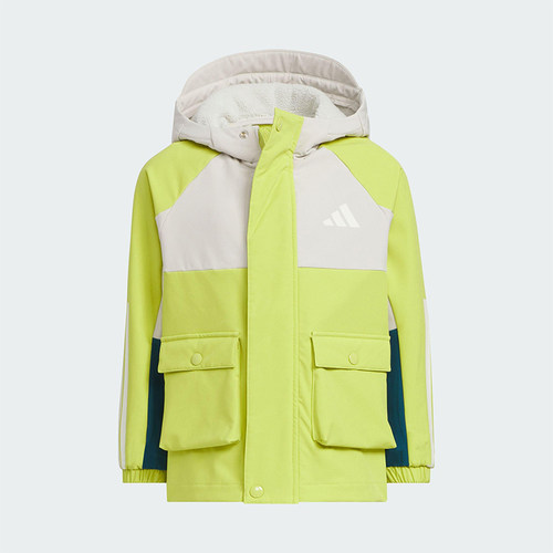 Adidas/阿迪达斯正品WOVEN JACKET儿童连帽保暖拼接外套KS3082