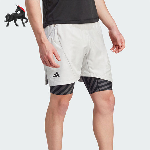 Adidas/阿迪达斯正品AeroreadyTwo-In-OnePro网球经典短裤IU3204
