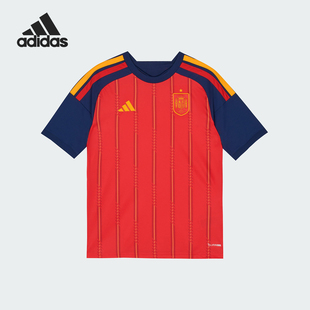 Adidas/阿迪达斯官方正品2025大童圆领拼接透气足球短袖JZ5757