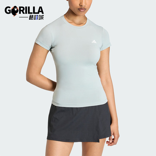 Adidas/阿迪达斯正品夏季女士休闲健身运动简约弹力短袖T恤KD0110