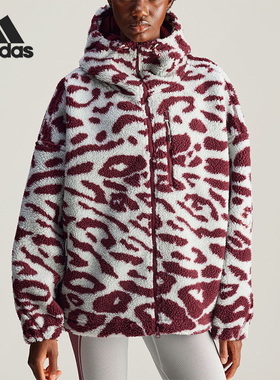 Adidas/阿迪达斯正品新款女士.仿羊羔绒时尚豹纹外套IW3841