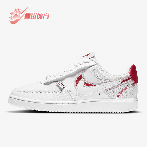 Nike/耐克正品CourtVision1双钩新款女经典白红色板鞋CI7827-100