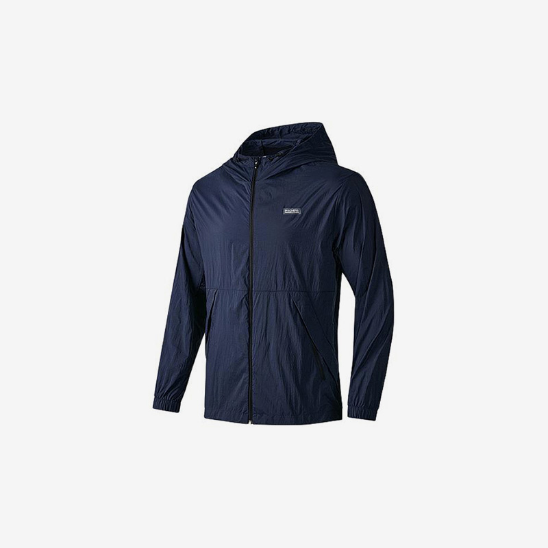 Skechers/斯凯奇正品男士休闲纯色拉链连帽百搭长袖防晒服