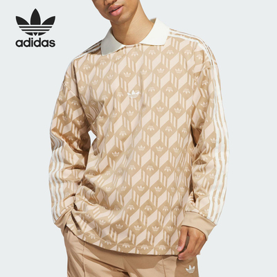 Adidas/阿迪达斯正品三叶草男女宽松休闲经典印花翻领卫衣JP2098