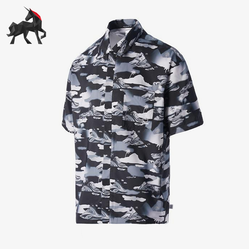 阿迪达斯男士时尚印花短袖衬衫