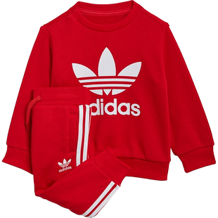 Adidas/阿迪达斯官方正品三叶草婴幼童圆领卫衣运动套装 GN8195