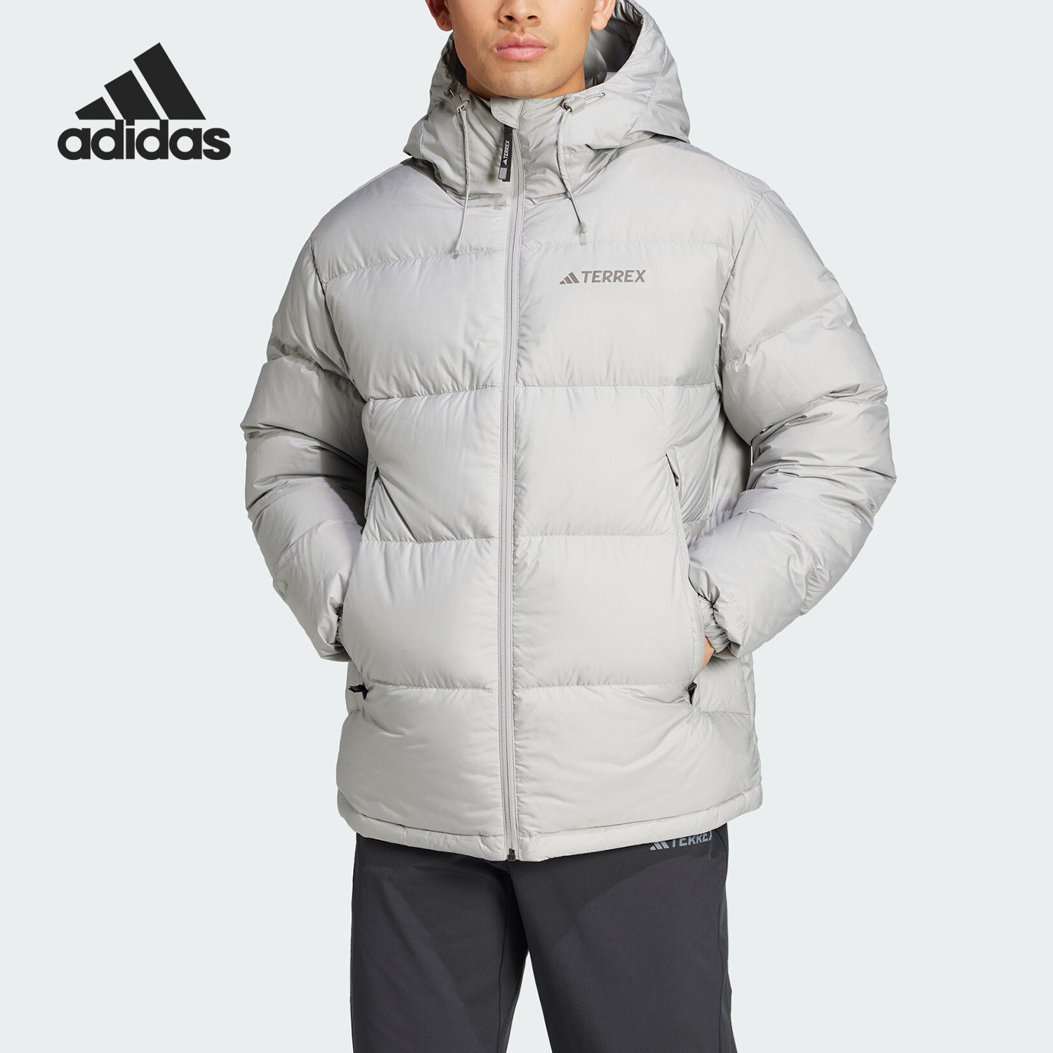Adidas/阿迪达斯正品户外男士拒水防风保暖鹅绒羽绒服IX7926