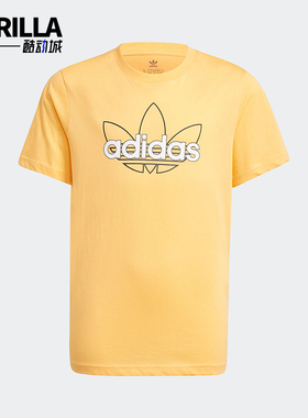Adidas/阿迪达斯正品三叶草大童舒适圆领透气印花运动短袖GN2300