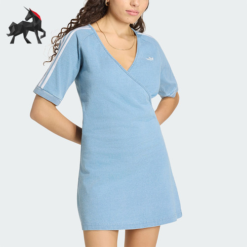Adidas/阿迪达斯正品三叶草女士时尚经典针织休闲连衣裙KZ5056
