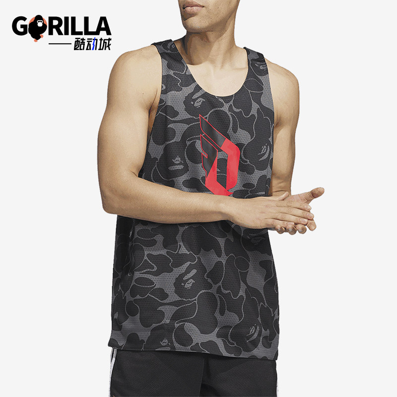 Adidas/阿迪达斯正品Bape男士双面篮球休闲训练无袖背心 JF1154