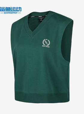 Skechers/斯凯奇正品女子新款V领复古针织背心马甲P423W046-02A2