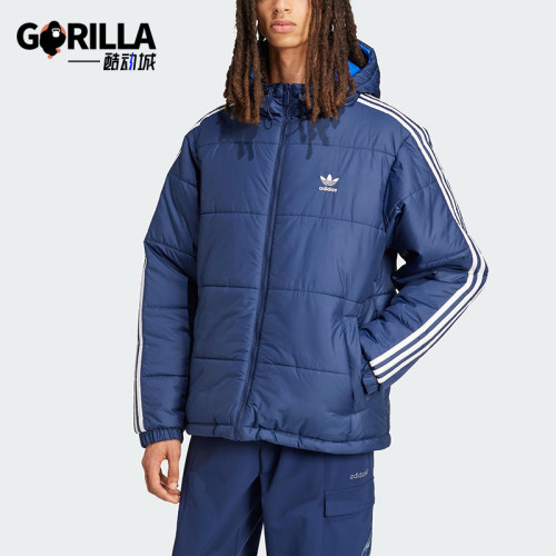 Adidas/阿迪达斯正品三叶草男士连帽双面穿保暖运动棉服JD9073