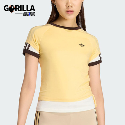 Adidas/阿迪达斯正品三叶草女士圆领双层运动修身短袖T恤KW4526