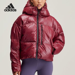 Adidas/阿迪达斯新款女士短款保暖连帽面包棉服IW3843