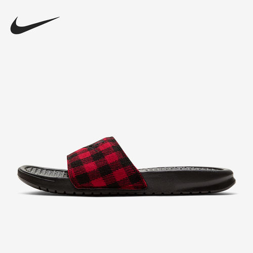 Nike耐克正品Benassi Jdi SE女格子拼接休闲运动拖鞋CK0626-001
