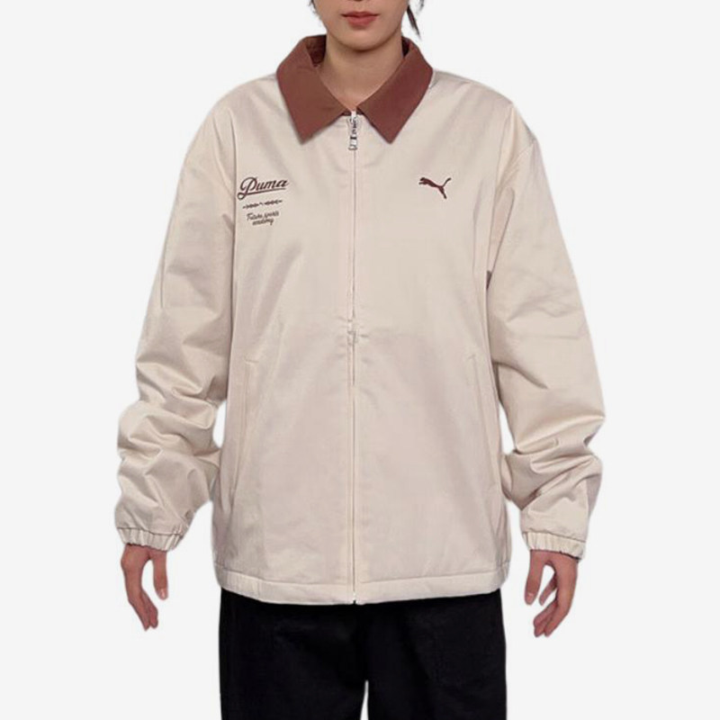 Puma/彪马官方正品新款男女米白棕色保暖翻领休闲棉服635723-87