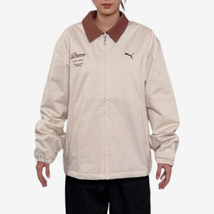 Puma/彪马官方新款男女米白棕色保暖翻领休闲棉服635723-87