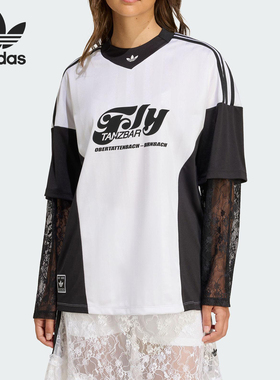 Adidas/阿迪达斯正品三叶草女士蕾丝拼接足球T恤运动球衣KD2297