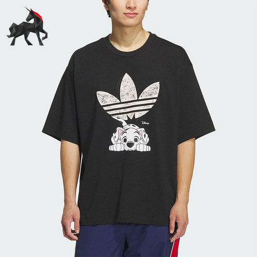 Adidas/阿迪达斯正品三叶草男士休闲宽松日常印花透气短袖KG6684