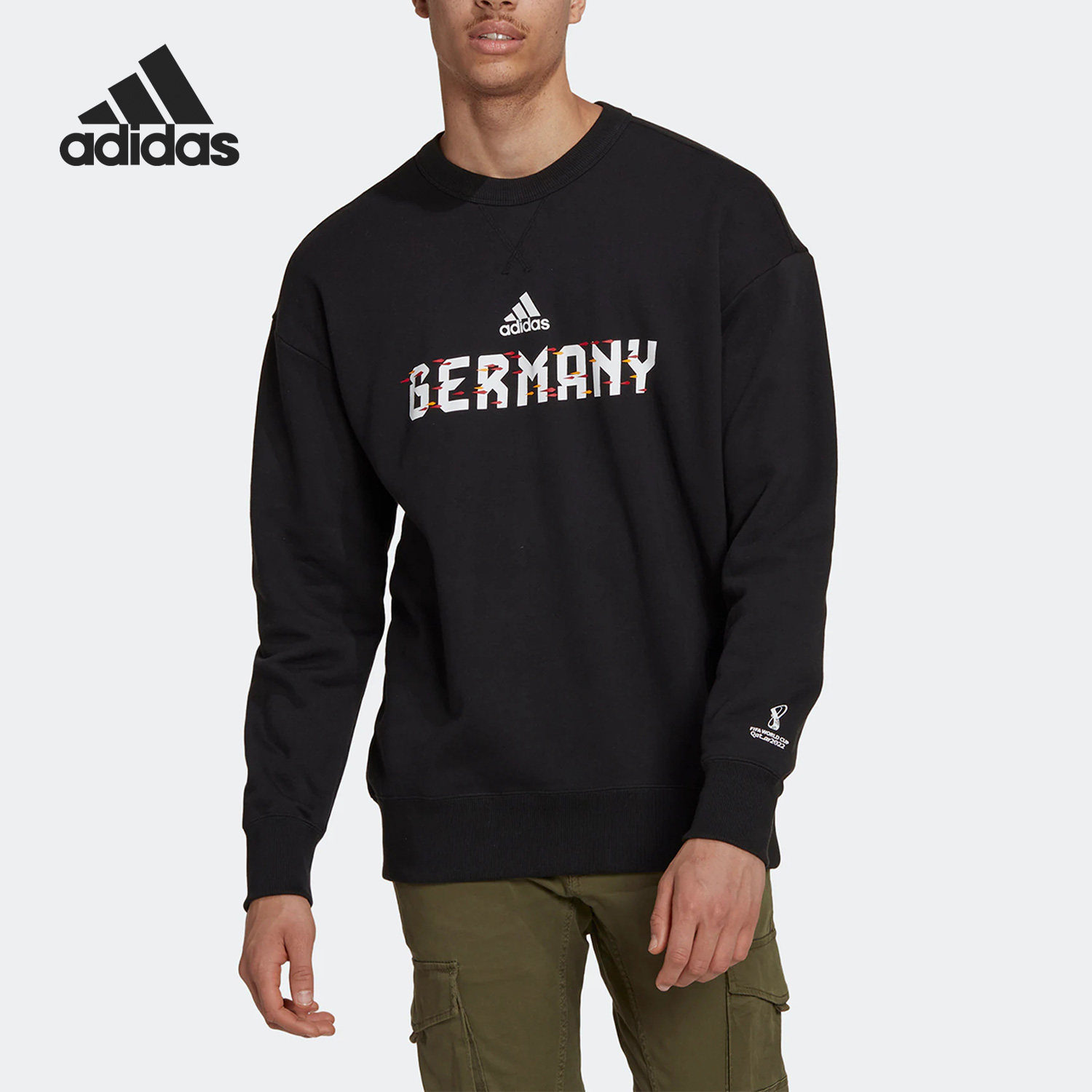 Adidas/阿迪达斯官方正品德国足球男子运动宽松圆领卫衣HD6352