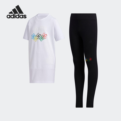 Adidas/阿迪达斯正品YG EL SUM SET大童花卉运动套装FT8750