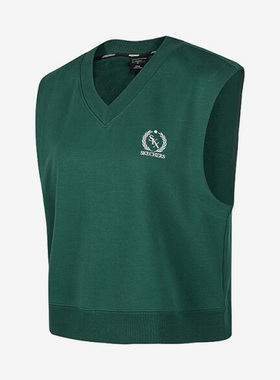 Skechers/斯凯奇正品女子新款V领复古针织背心马甲P423W046-02A2