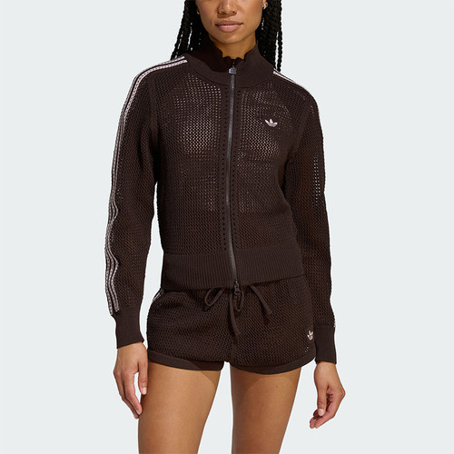 Adidas/阿迪达斯正品三叶草女士休闲立领针织透气开衫外套KE0202