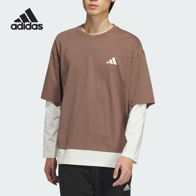 阿迪达斯男士复古拼接T恤